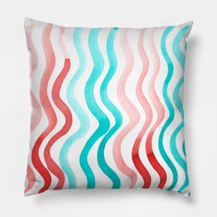 Wavy lines - orange and mint Pillow