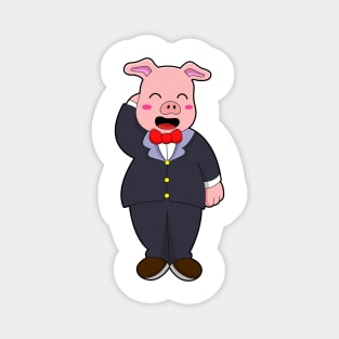 Pig as Groom with Suit & Tie Magnet