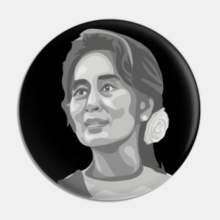 Aung San Suu Kyi Portrait and Quote Pin