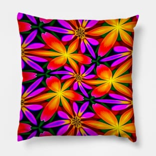 Bright Orange Flower Pattern Pillow