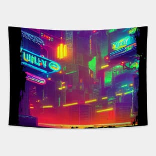 Japan Neon City Lights Tapestry