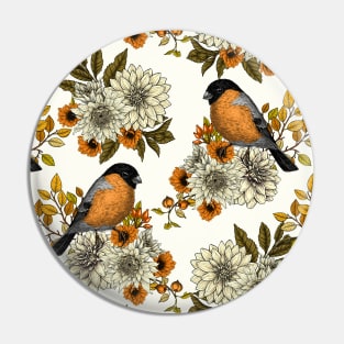 Bullfinch on autumn florals 2 Pin