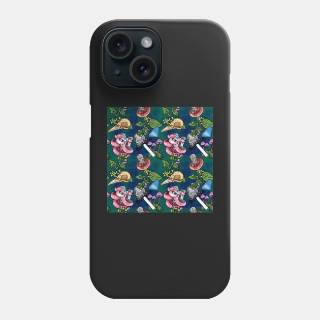 Botanist's Deadly Plants and Mushrooms Teal Phone Case by JamieWetzel