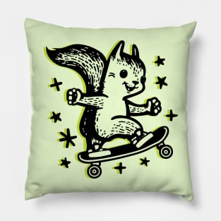 STEEZY the Skater Squirrel Cute Squirrel Skateboard Sticker Pillow