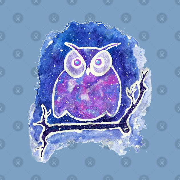 Watercolor Galaxy Owl by Wingedwarrior