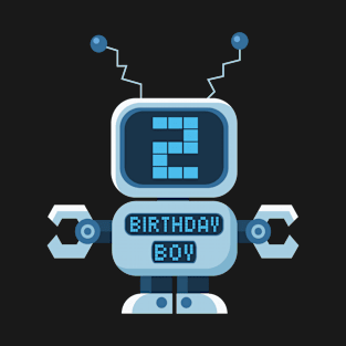 2nd Birthday Boy Robot Lover 2 Years Old B-day Party product T-Shirt