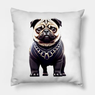 Cute Cream Pug in Panther Costume - Adorable Pug Dressed as a Fierce Jungle Cat Pillow