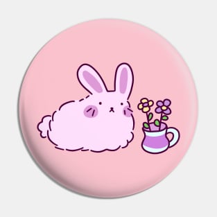 Pink Bunny with Flower Vase Pin