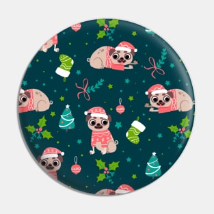 Christmas pug Pin