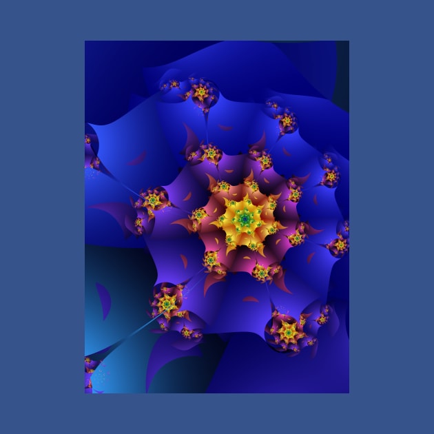 Electric Blue Fractal Spiral by pinkal