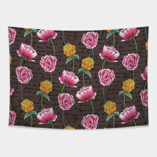 Watercolor Flower Twigs Tapestry