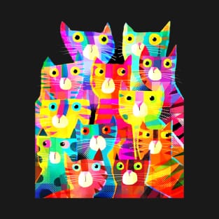 Colorful Cats Crew For Cat Lovers Bright Kittens Love T-Shirt