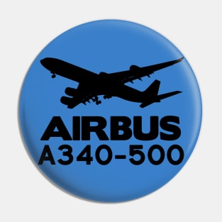 Airbus A340-500 Silhouette Print (Black) Pin