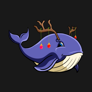 Christmas Narwhale Whale xmas shark with antlers T-Shirt