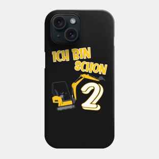 Ich bin schon 2 Kindergeburtstag Bagger Phone Case