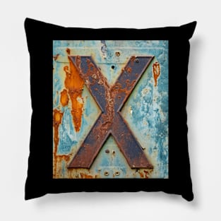 Rusty Letter X Antique Monogram Letter X Initial Alphabet Pillow