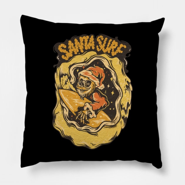 Santa Surf Pillow by bulan suro