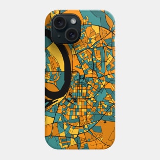 Dusseldorf Map Pattern in Orange & Teal Phone Case