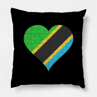 Tanzanian Jigsaw Puzzle Heart Design - Gift for Tanzanian With Tanzania Roots Pillow