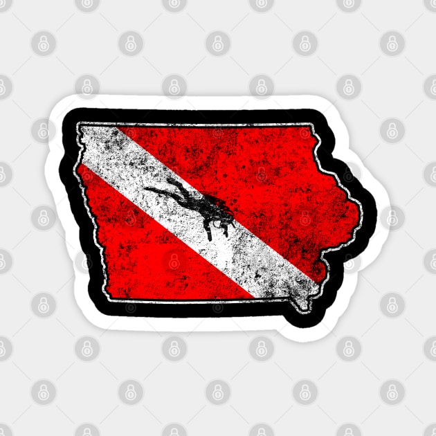 Iowa Dive Flag Scuba Diving State Map Dive Flag Distressed Magnet by TeeCreations