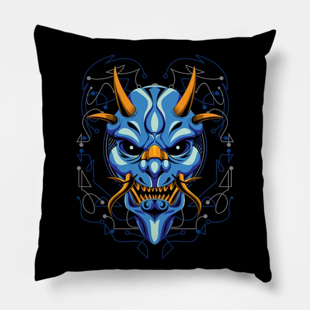 oni mask japanese Pillow by SHINIGAMII