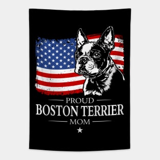 Proud Boston Terrier Mom American Flag patriotic dog Tapestry