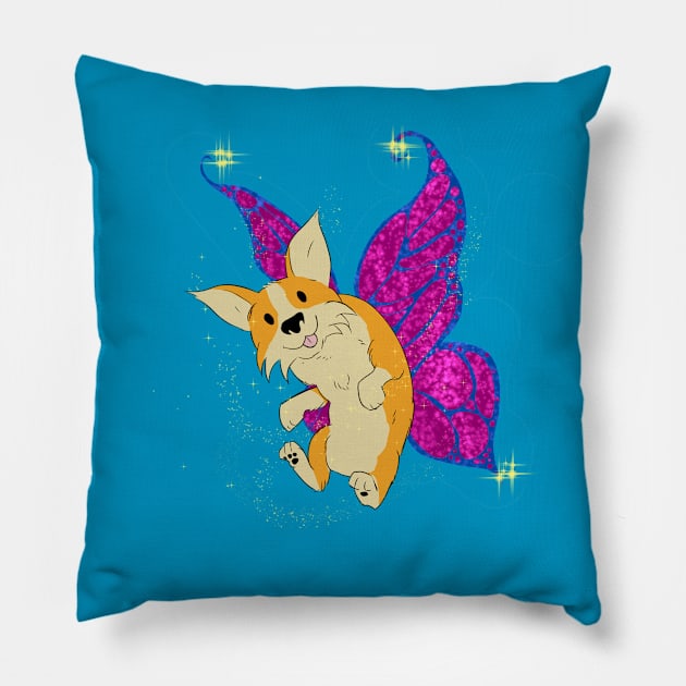 Corgifly Fly By Pillow by Dave