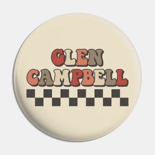 Glen Campbell Checkered Retro Groovy Style Pin