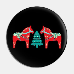 Christmas Dala Horse Pin