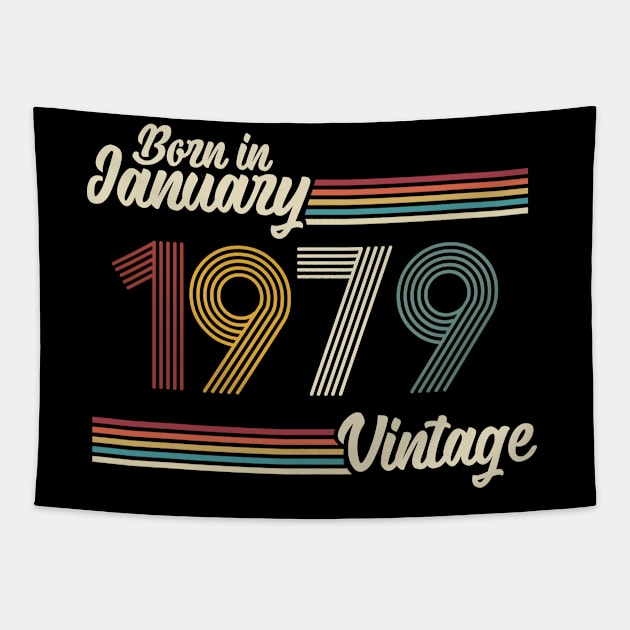 Vintage Born in January 1979 Tapestry by Jokowow