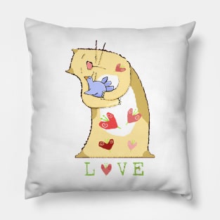 Love Cat with Bird Pillow