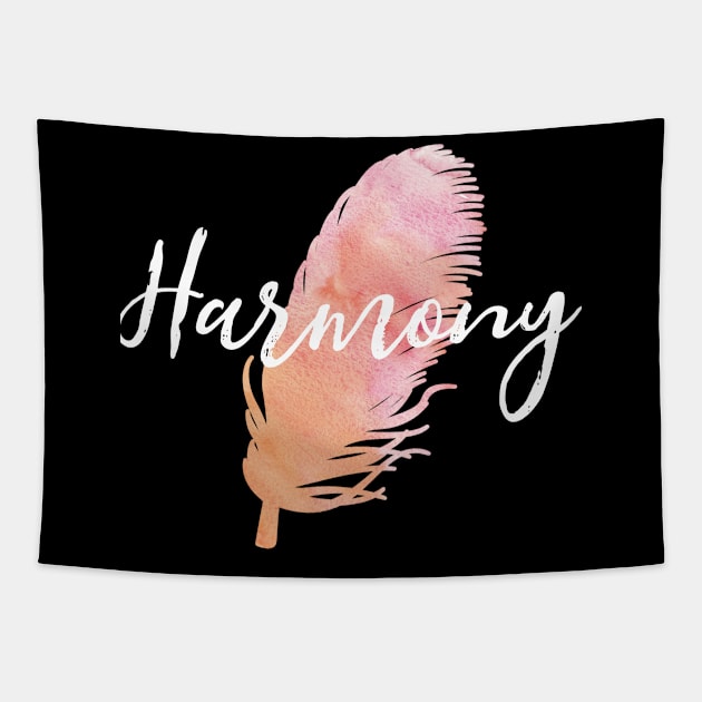 Harmony Watercolor Feather Tapestry by jutulen