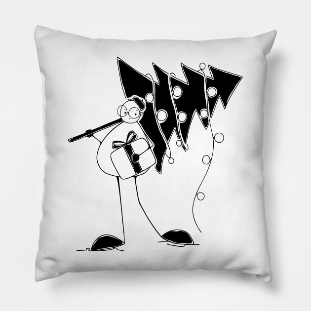 Christmas Tree minimalist line art Pillow by JindaibrahimArt