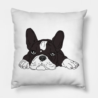 White and black french bulldog Pillow