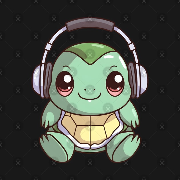 Green Turtle with Headphones by pako-valor