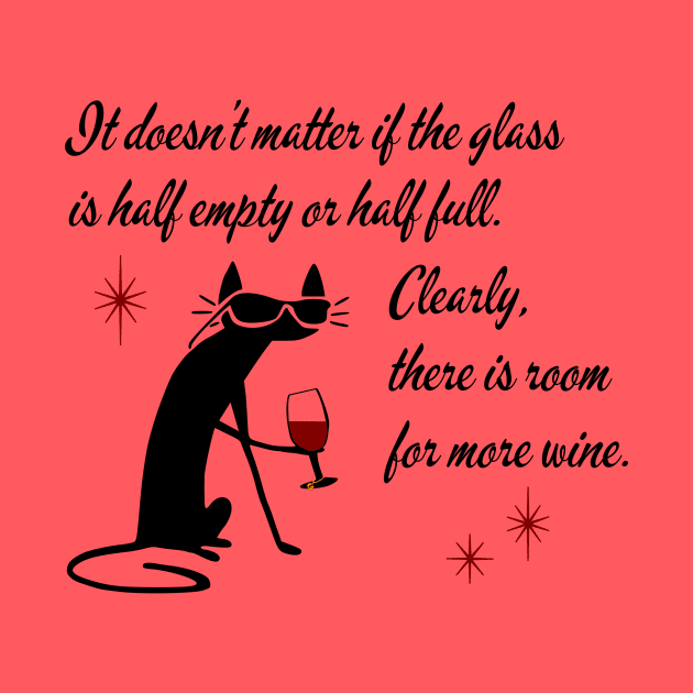 Room for More Wine Funny Quote with Black Cat by k8company