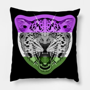 illustrated Jaguar PRIDE series gender queer pride flag Pillow