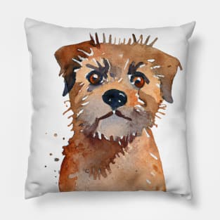 Border Terrier Watercolor - Dog Lover Gifts Pillow