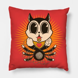 The Legend of Acid Kitty Pt. 1 - Cute Retro Trippy Kitten Cartoon Pillow