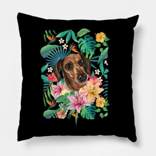 Tropical Brown Dachshund Doxie 2 Pillow