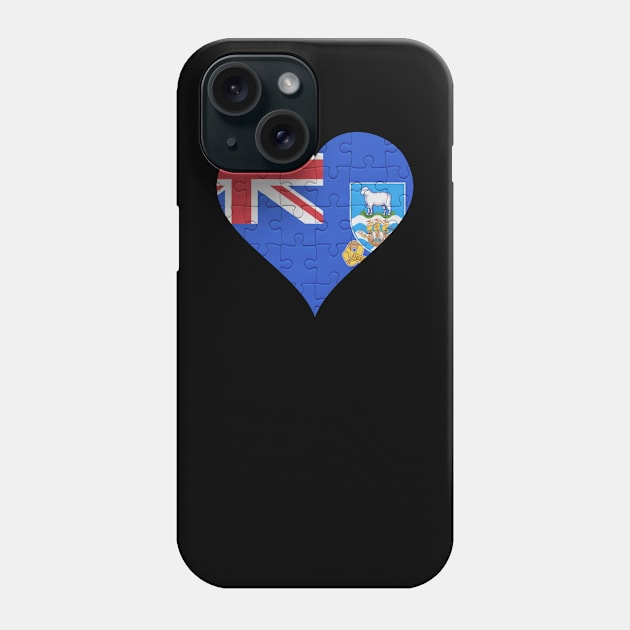 Falkland Islanders Jigsaw Puzzle Heart Design - Gift for Falkland Islanders With Falkland Islands Roots Phone Case by Country Flags