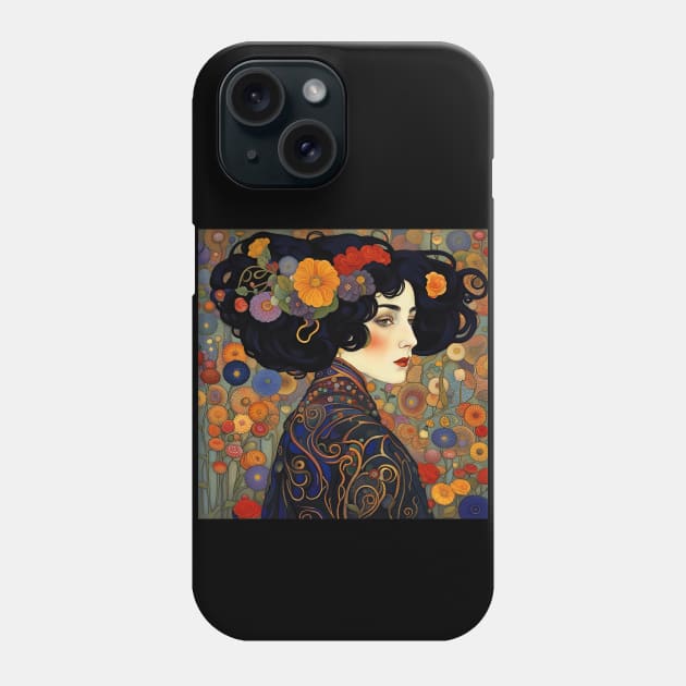 Art Nouveau Beauty IV Beautiful woman with flowers in her hair Phone Case by LittleBean