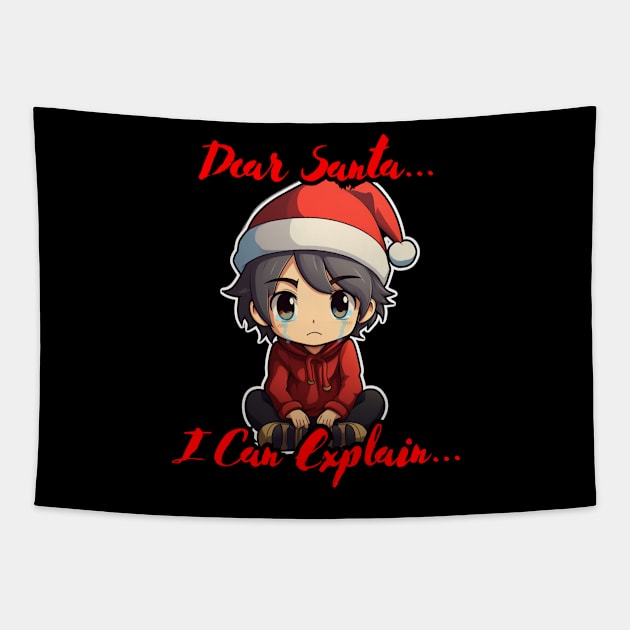 Dear Santa I Can Explain Anime Boy Tapestry by MaystarUniverse