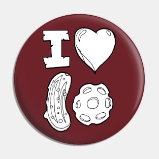 I heart pickle ball in black and white Pin