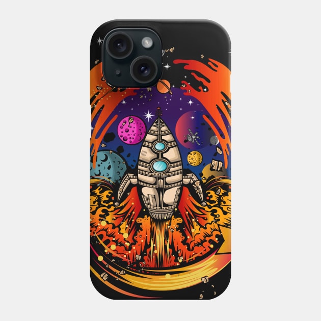 Blast Off Spaceship Phone Case by adamzworld