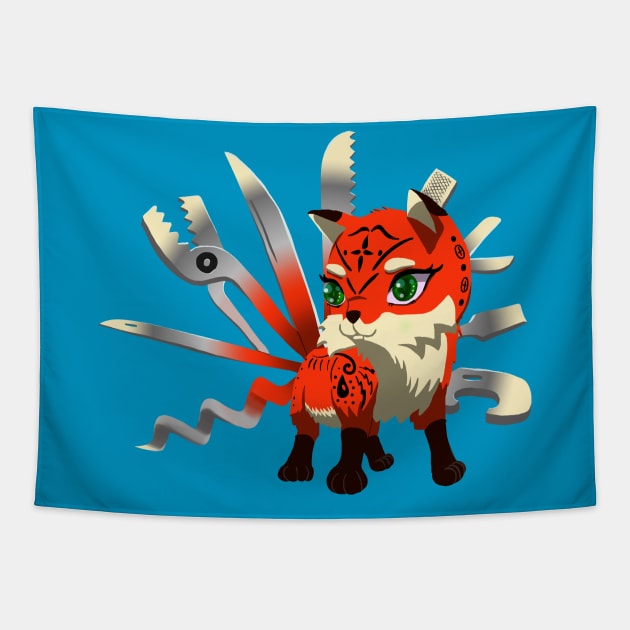 Toolkitsune - The Legendary Multi-tool Fox Tapestry by Danger Dog Design