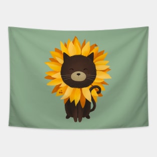 Sunny sunflower cat Tapestry