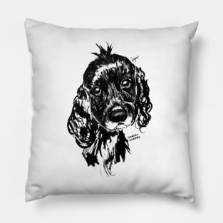 Sprocker Spaniel Ink Portrait Pillow