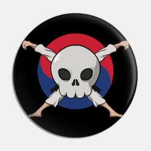 Taekwondo crew Jolly Roger pirate flag (no caption) Pin