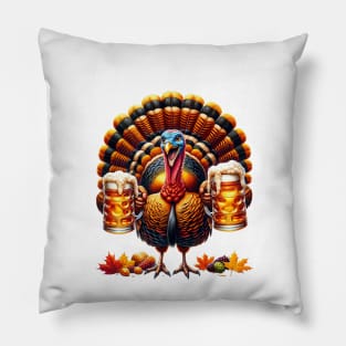 Let's Get Basted | Thanksgiving Turkey Drinking Beer Pillow